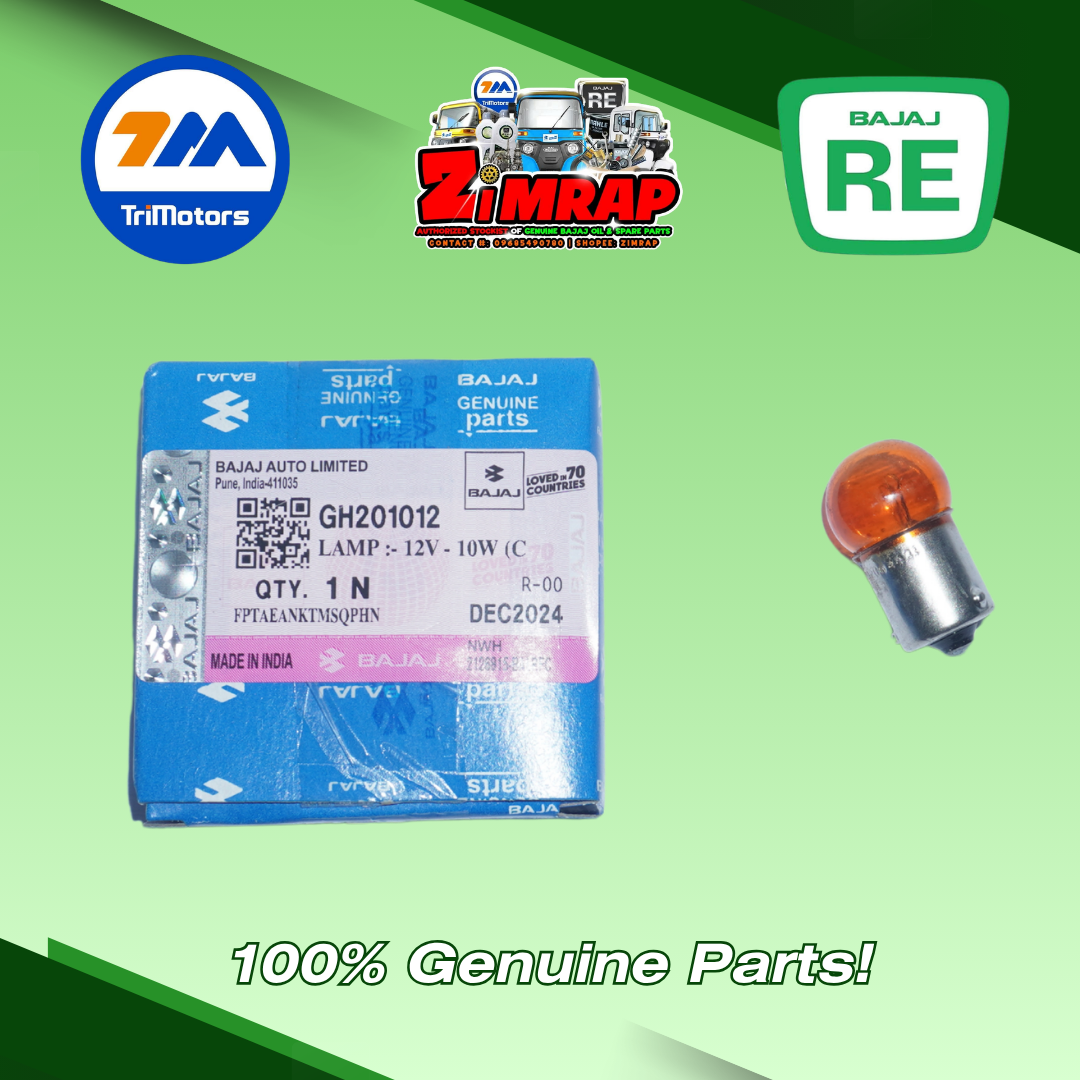 LAMP :- 12V - 10W (COLOUR :- AMBER) | Part #: GH201012 (SOLD PER PIECE)